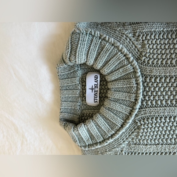 STONE ISLAND PURE WOOL REVERSE STITCH KNIT CREWNECK IN SAGE - Picture 14 of 16